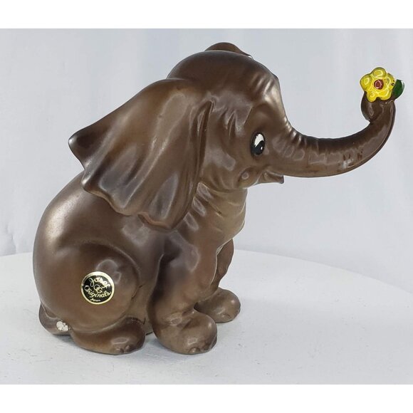 Josef Originals Large Elephant Sitting with Flower Figurine - Picture 2 of 8